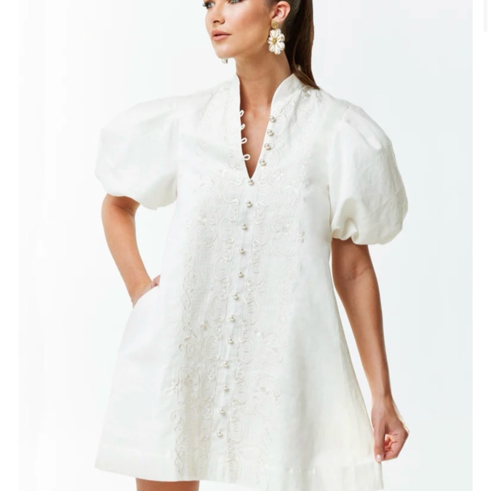 Mestiza New York Elliana Barong Mini Dress - Ivory